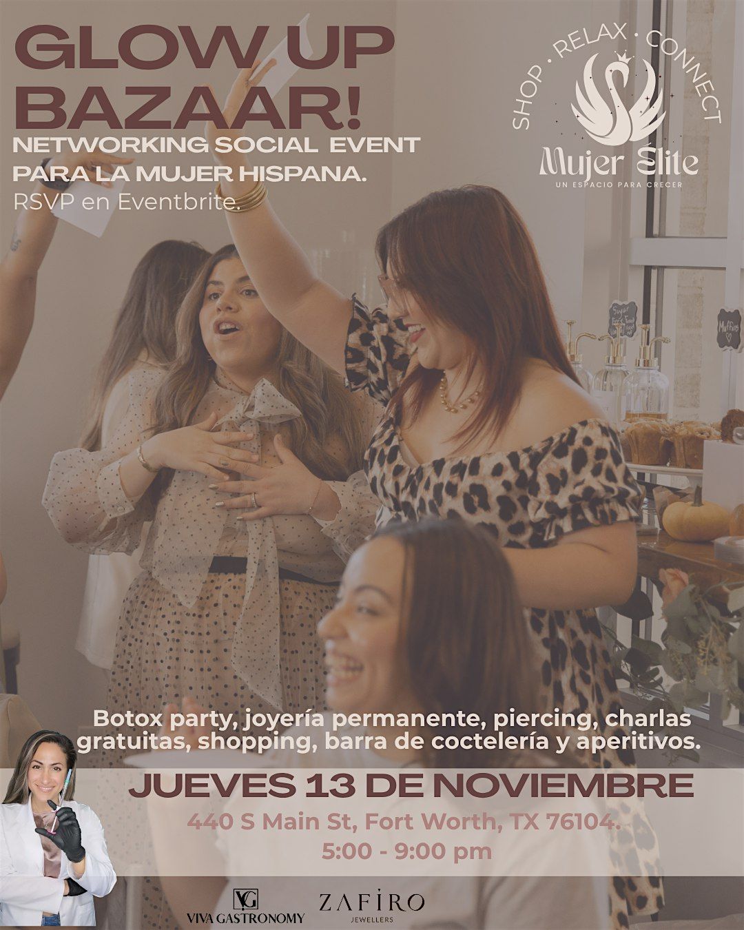 Glow Up Bazaar Social Networking Event para Mujeres Hispanas