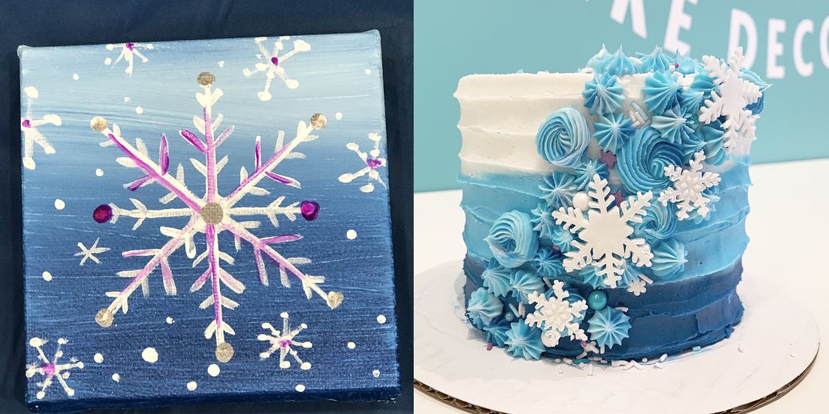 SPECIAL Workshop w\/ Pinot's Palette!  Snowflake Painting & Cake Decorating!