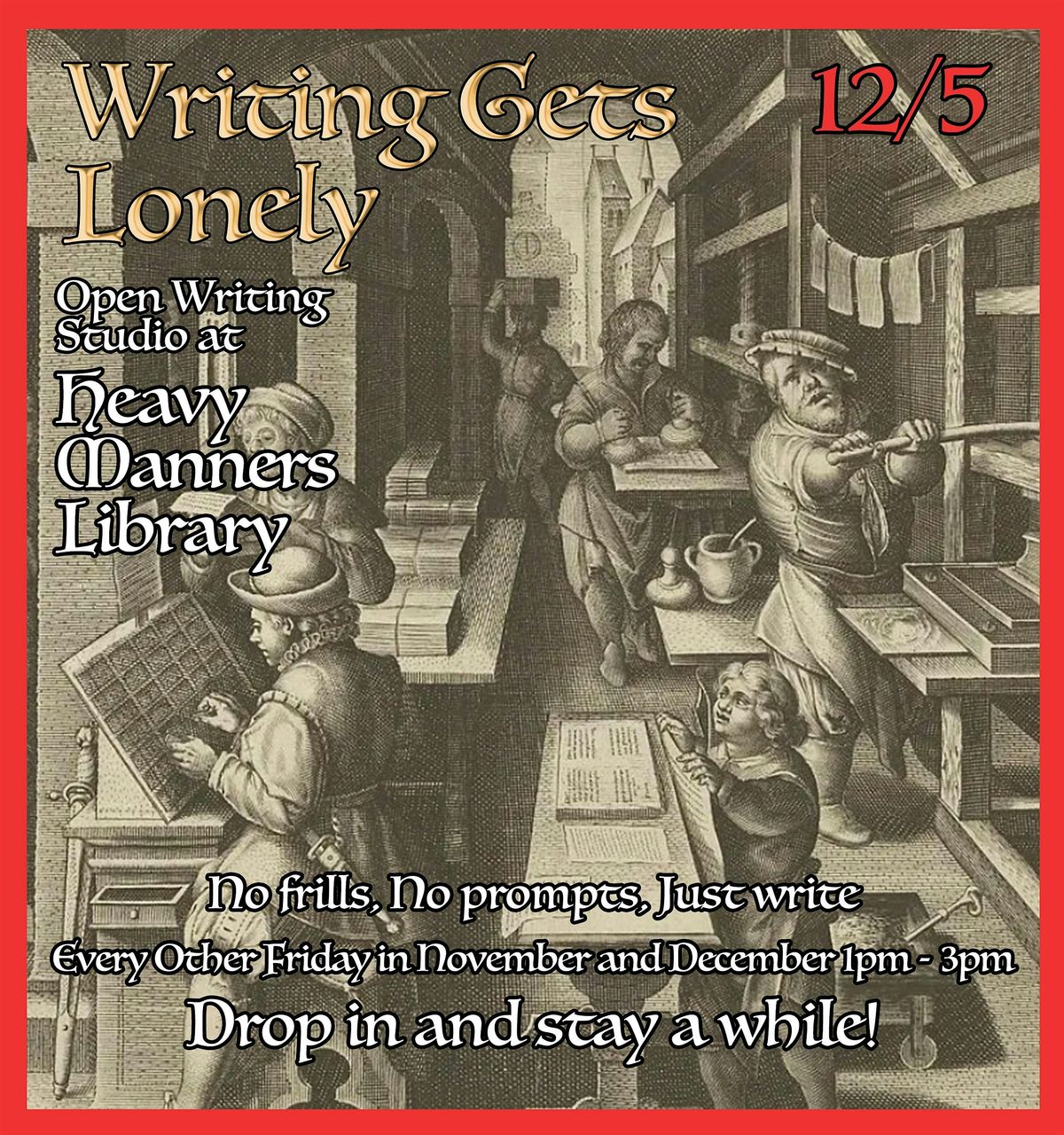 Writing Gets Lonely: Open Writing Studio (12\/5)