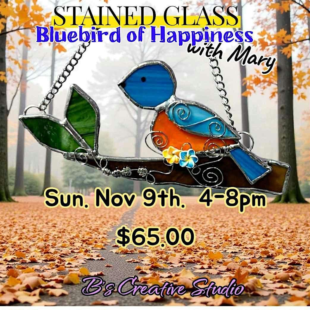 Stained Glass Bluebird of Happiness