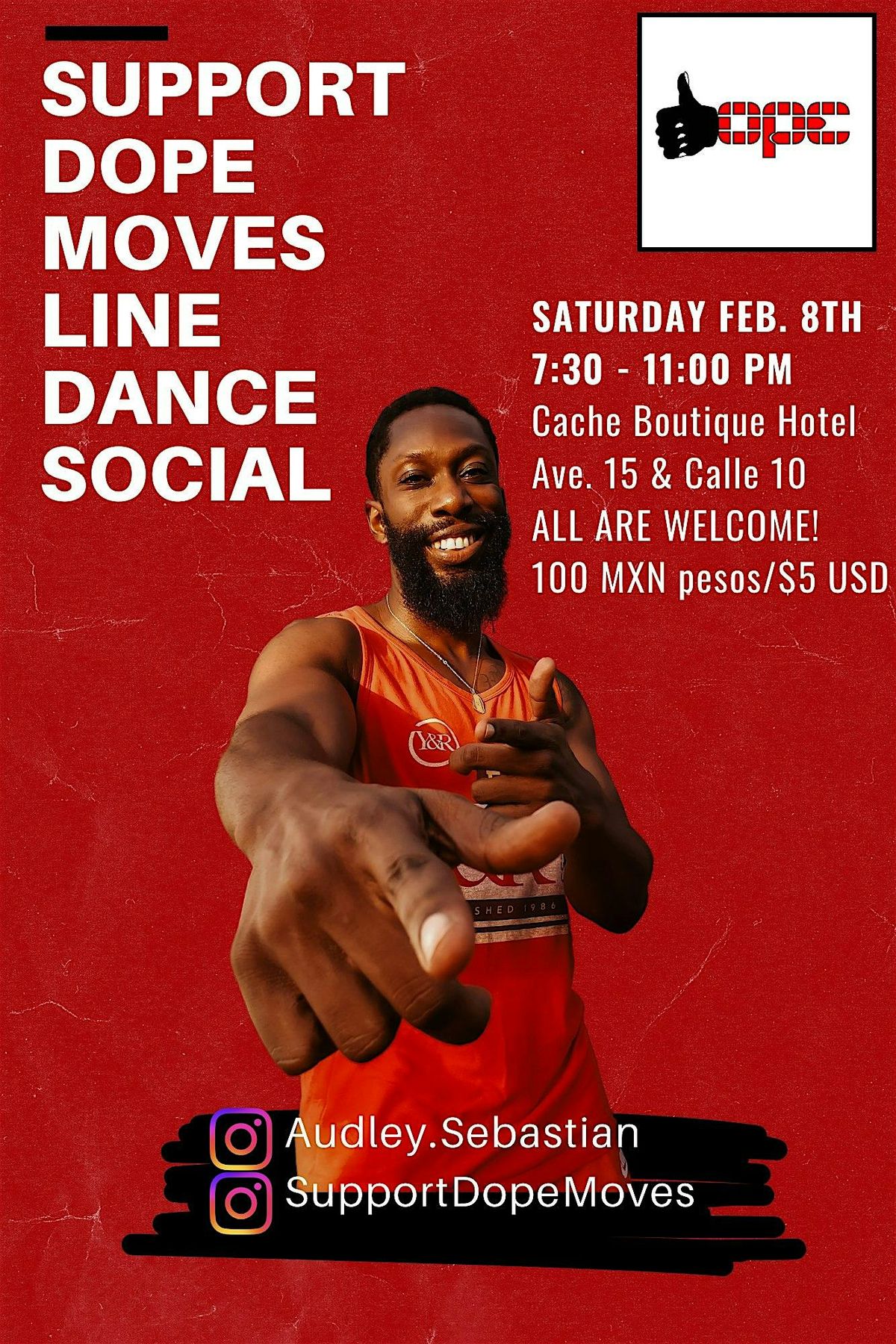 SUPPORT DOPE MOVES LINE DANCE SOCIAL \u25fe Playa del Carmen, Mexico