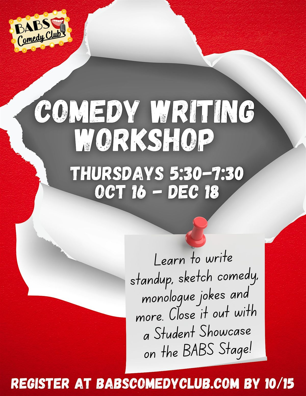 Comedy Writing Workshop at BABS Comedy Club