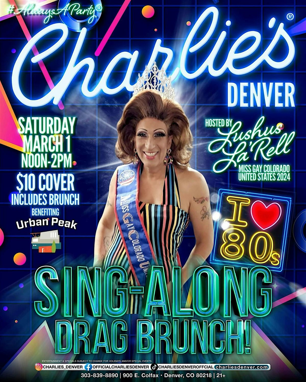 Sing-Along Drag Brunch at Charlie's Denver, benefiting Urban Peak