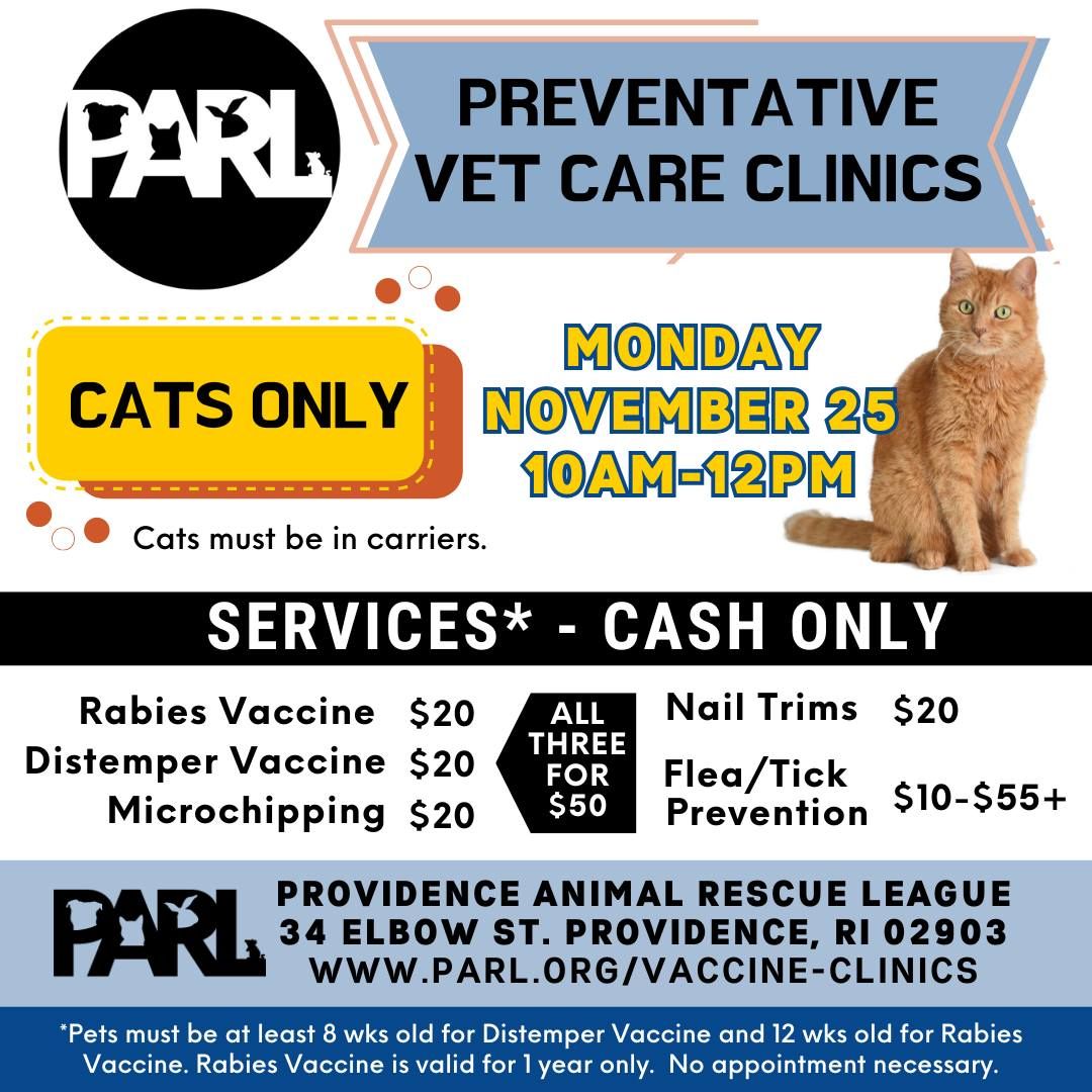 LOW-COST PREVENTATIVE PET CARE CLINIC *CATS ONLY*