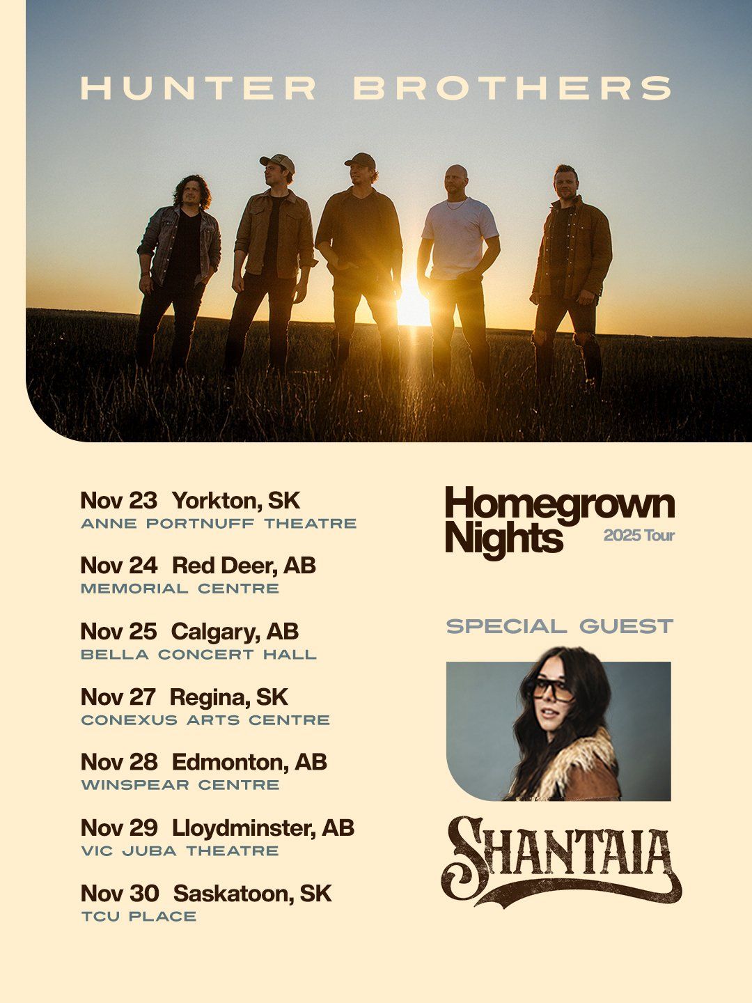 Hunter Brothers Homegrown Nights Tour 2025 concert at Red Deer Memorial Centre at Red Deer Memorial Centre