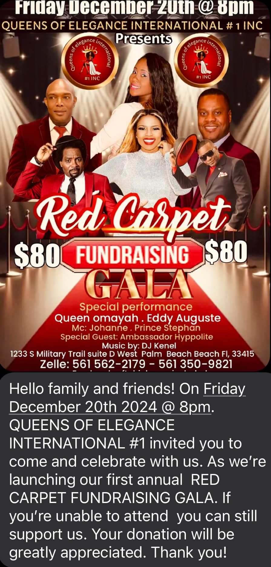 QUEENS OF ELEGANCE INTERNATIONAL #1 INC Presents #INC 1233 Red Carpet $80 FUNDRAISING $80 GALA