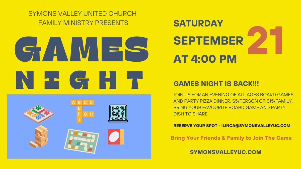 Family Ministry Games Night at Symons Valley United Church