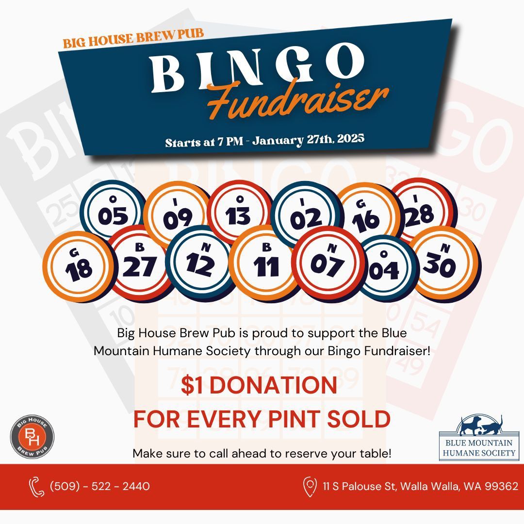 Bingo for Blue Mountain Humane Society 