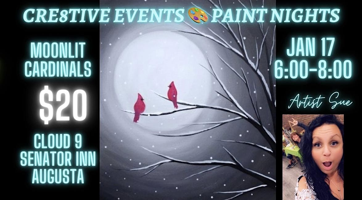 $20 Paint Night - Moonlit Cardinals