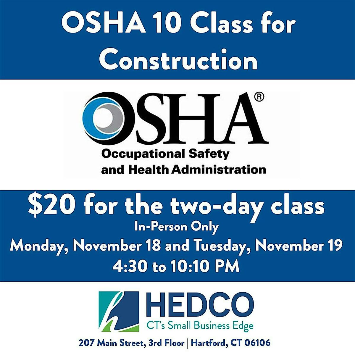 November OSHA 10-Hour Construction Training Class