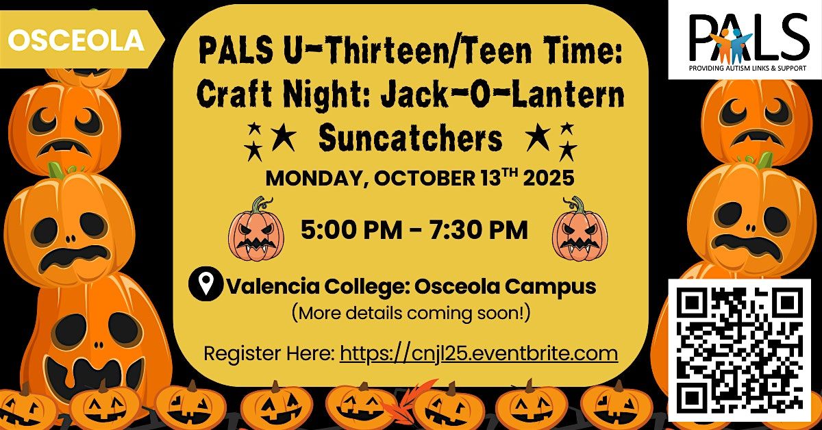 PALS U13\/TeenTime: Jack-O-Lantern Suncatchers
