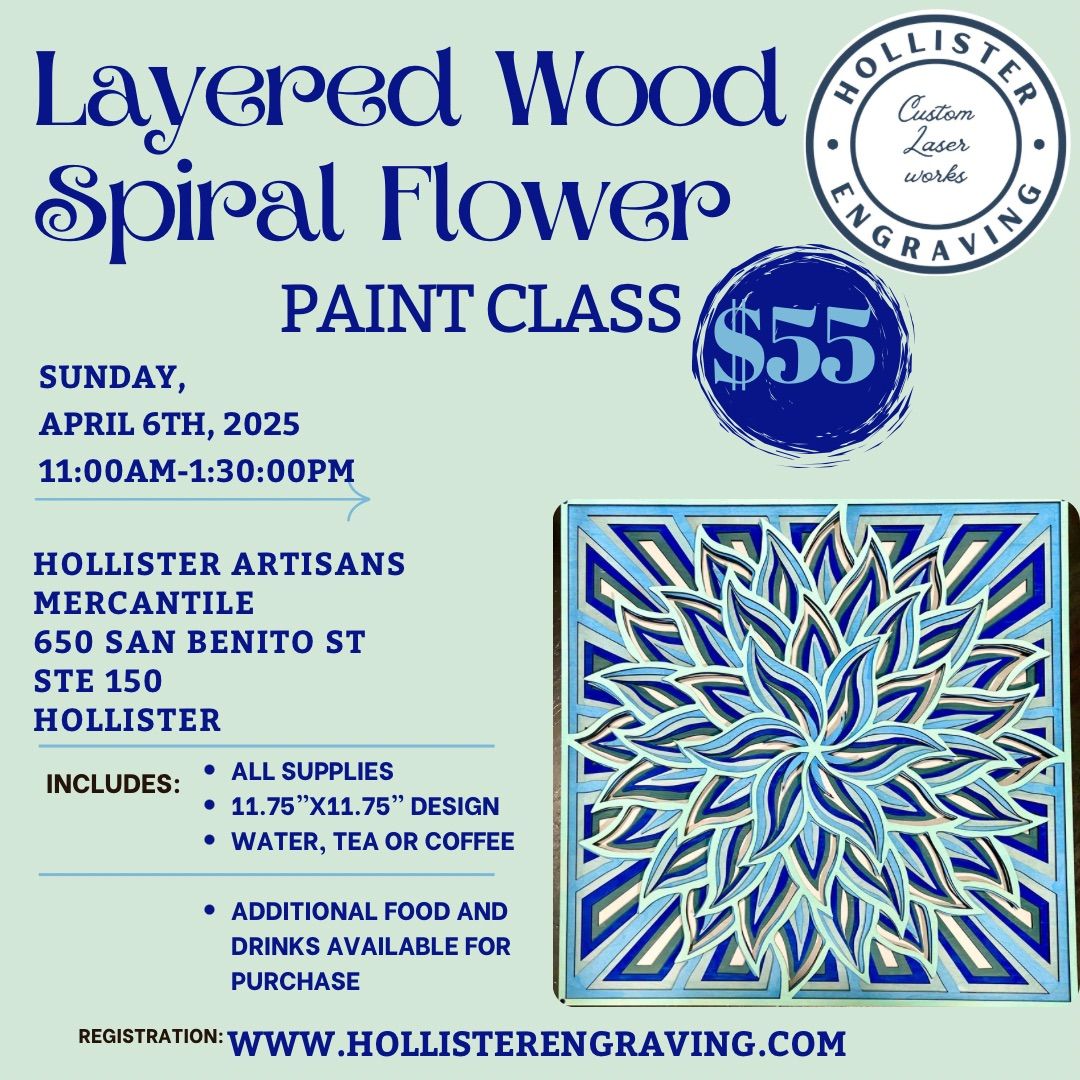 Layered Wood Spiral Flower Paint class