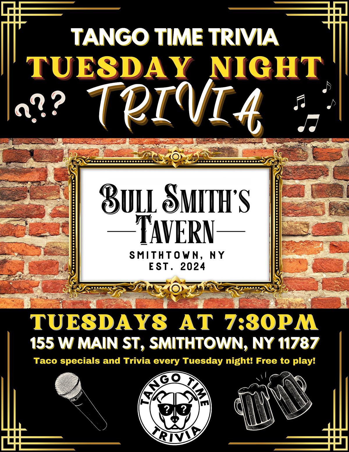 FREE Tuesday Trivia Show! Bull Smith's Tavern in Smithtown