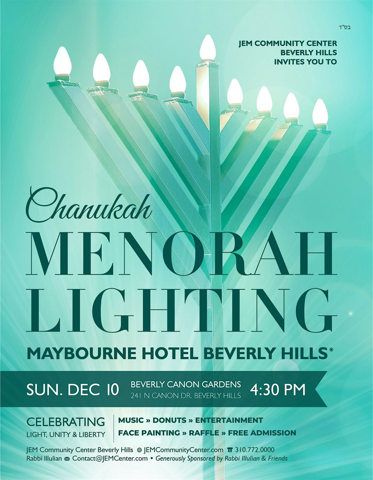 Free Hanukkah Party For Family & Friends | Menorah Lighting  2025 | JEM