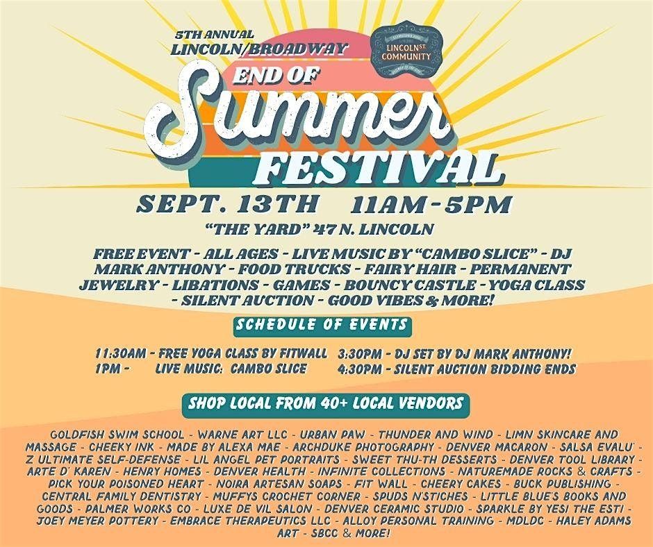 5th Annual Lincoln\/Broadway "End of Summer Festival" (Live Music + Vendors)