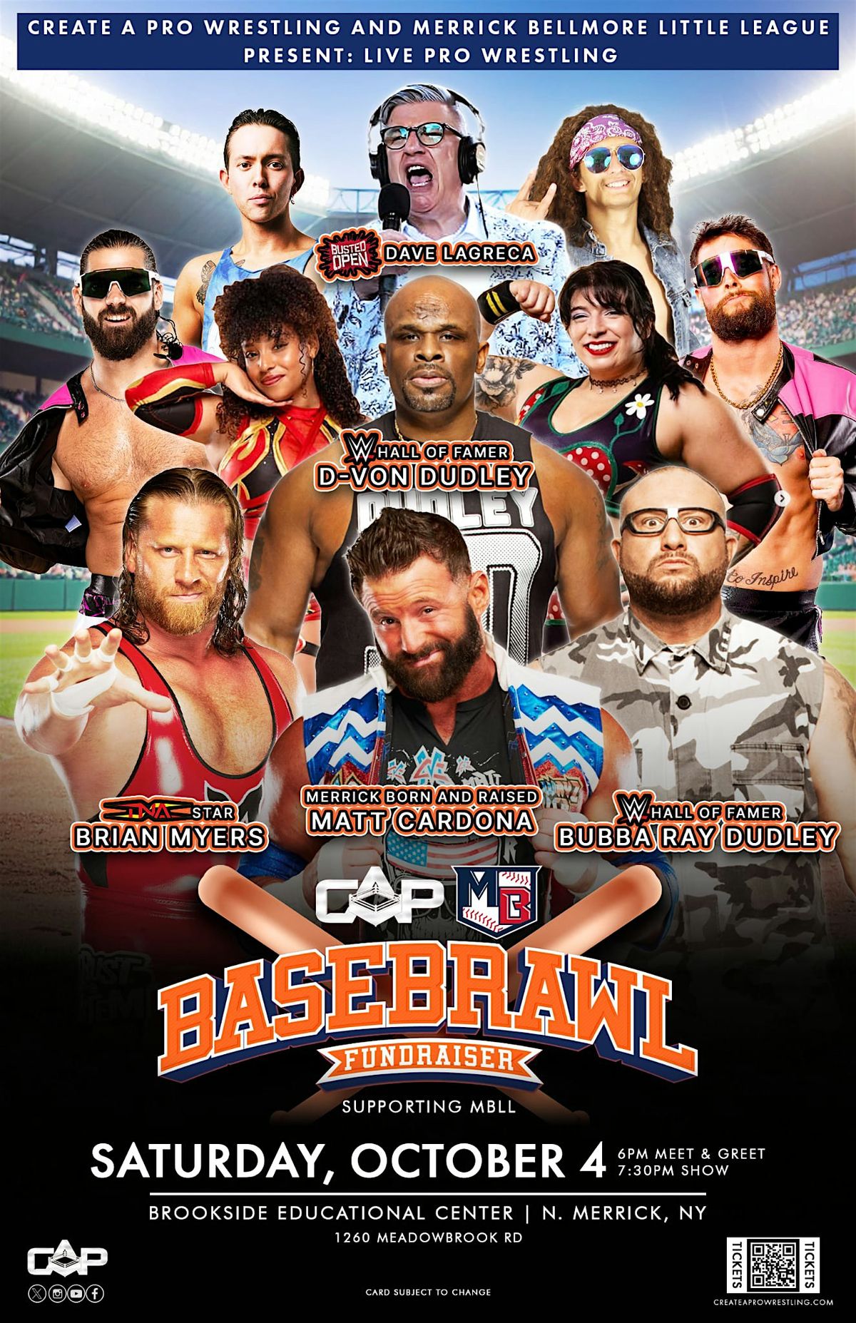 2nd Annual BASEBRAWL Fundraiser presented by Create a Pro Wrestling & MBLL