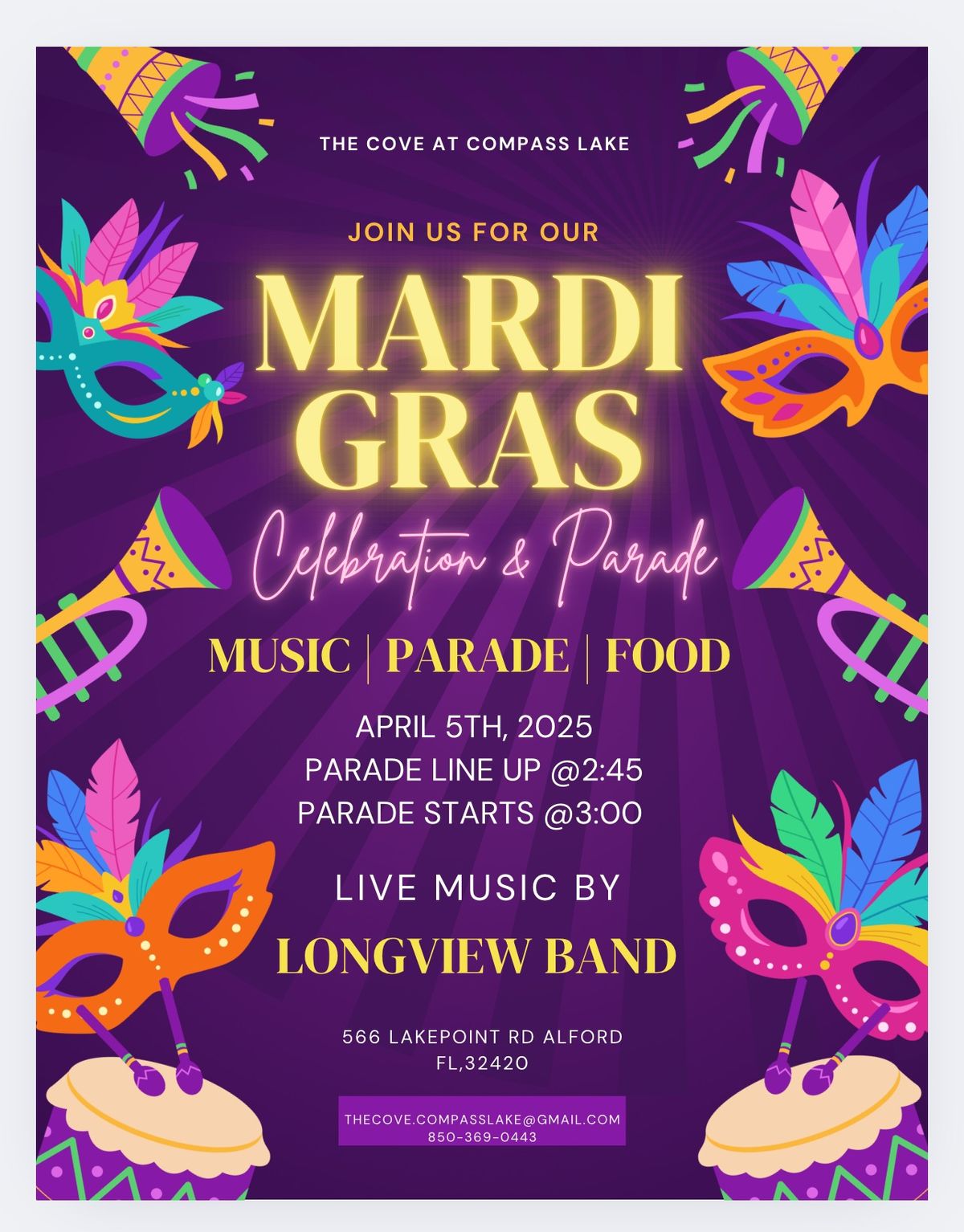 \ud83c\udf89 **Mardi Gras celebration & off road Parade at The Cove at Compass Lake** \ud83c\udf89