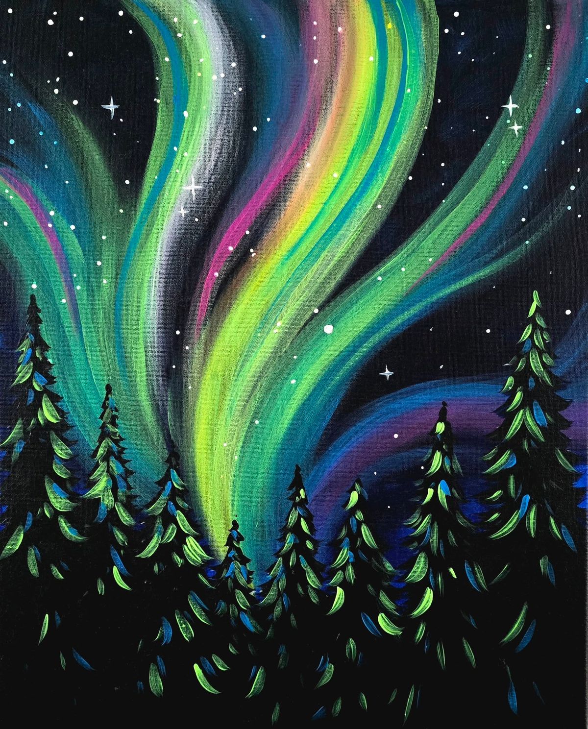 Paint + Sip: "Evergreen Aurora" + FREE DRINK