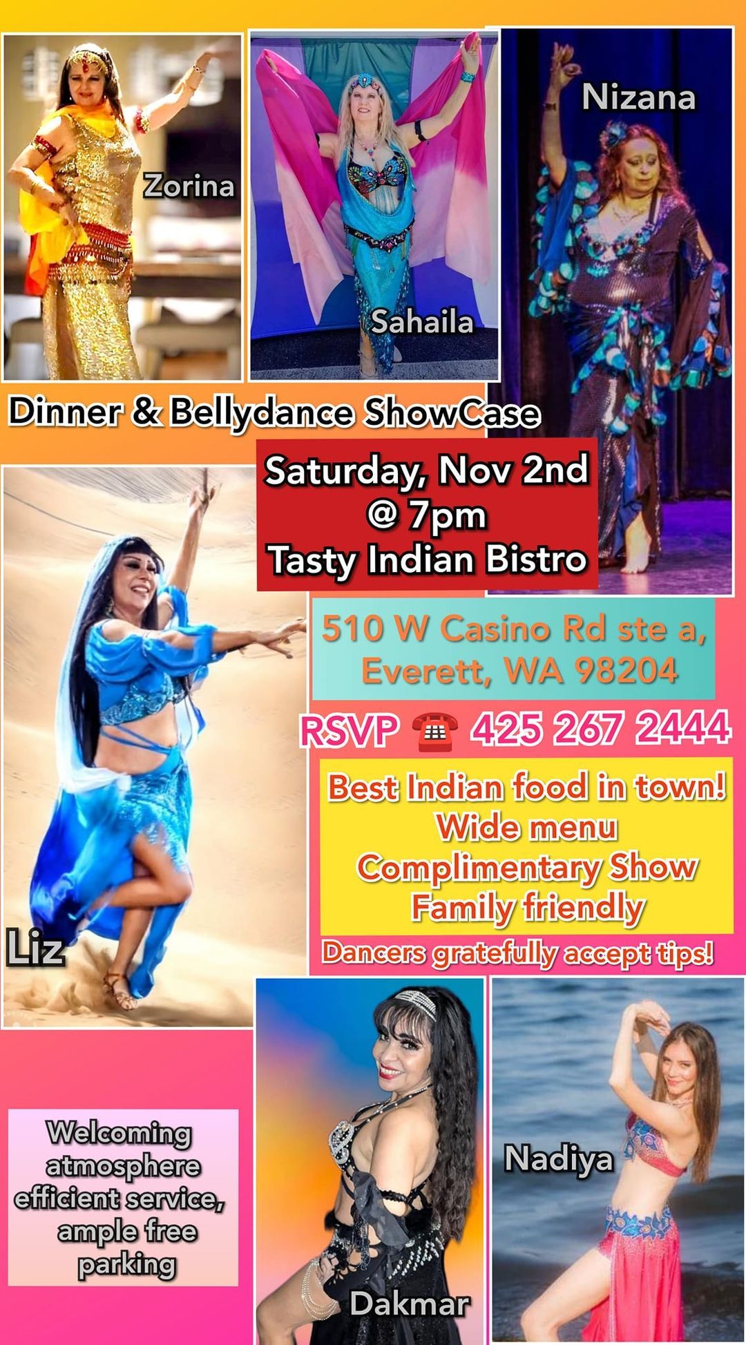 Dinner & Bellydance Show at Tasty Indian Bistro