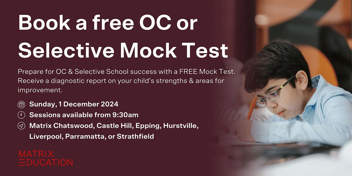 Free Mock OC and Selective Test Day (Hurstville)