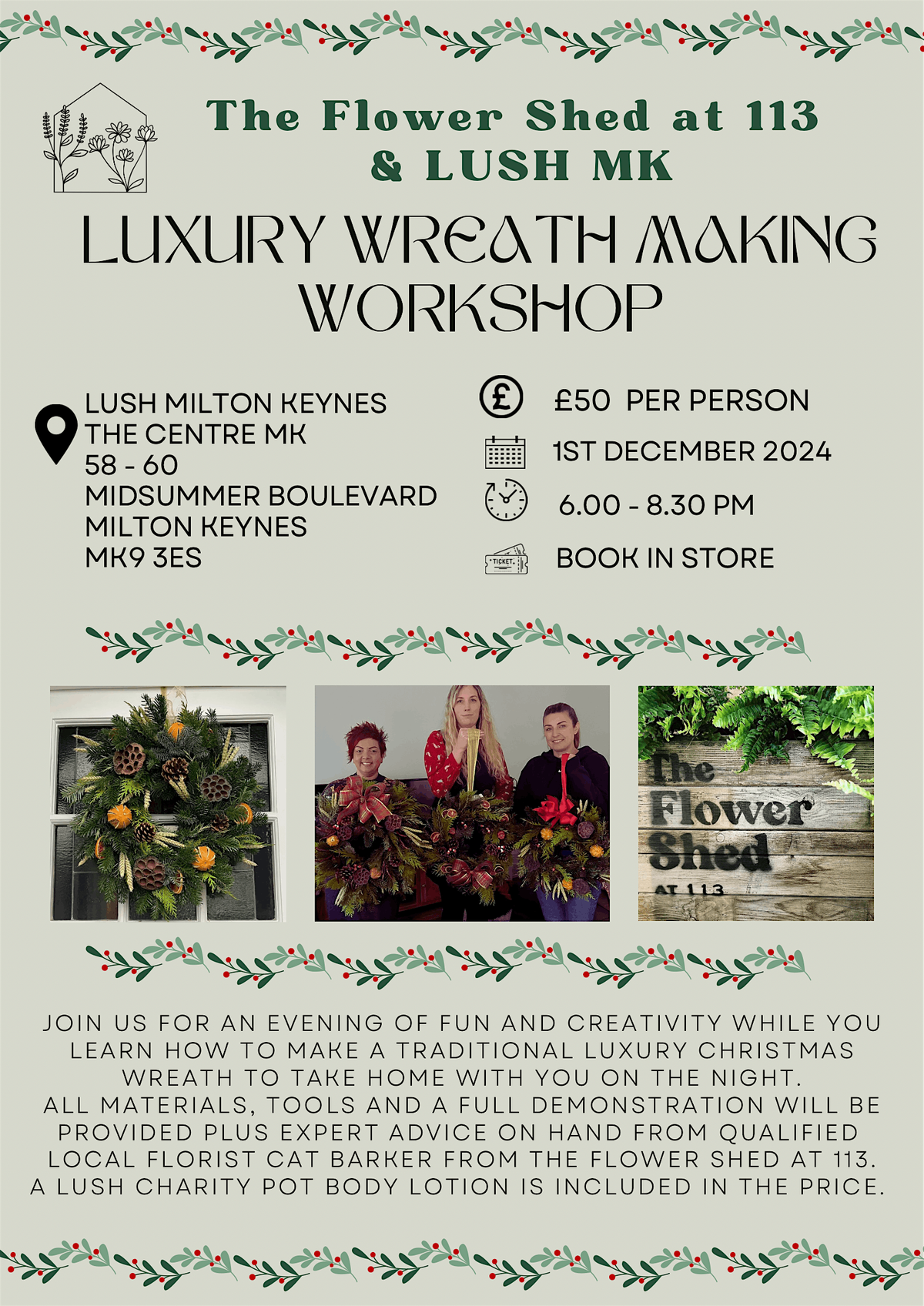 Luxury Wreath Making Workshop at Lush MK