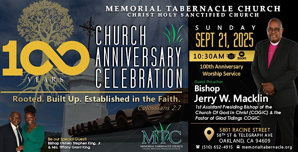 Memorial Tabernacle Church's 100th Anniversary Worship Celebration