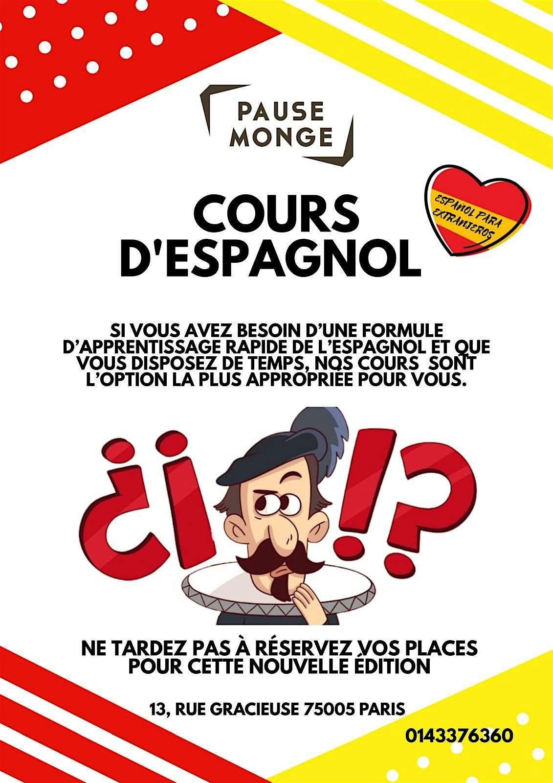 COURS D'ESPAGNOL - PAUSE MONGE