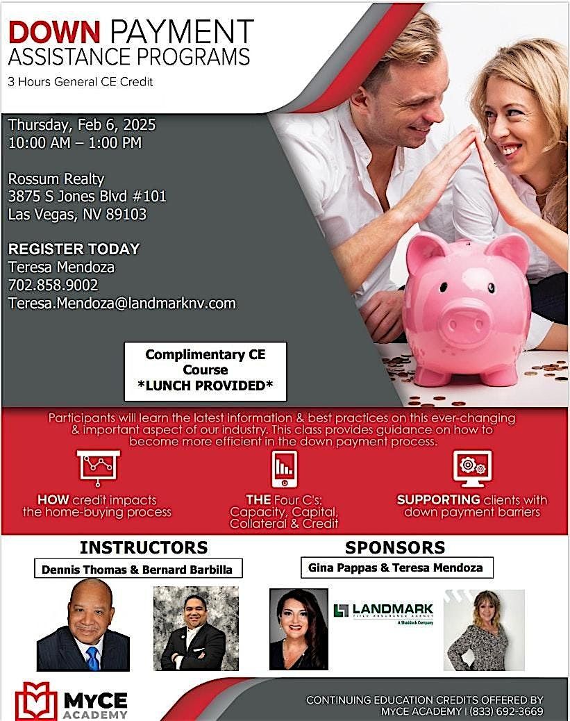 Down Payment Assistance 3 hour CE class