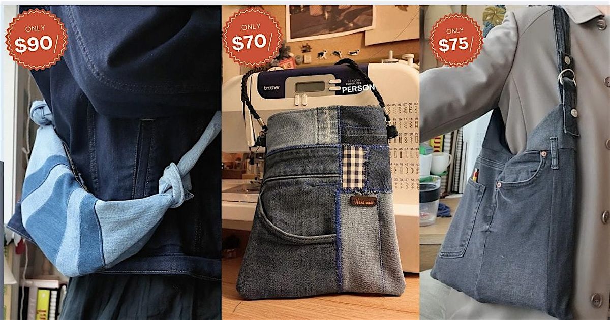 Intro to Sewing Machine - Make a Upcycled Denim Bag (beginner-friendly) BU