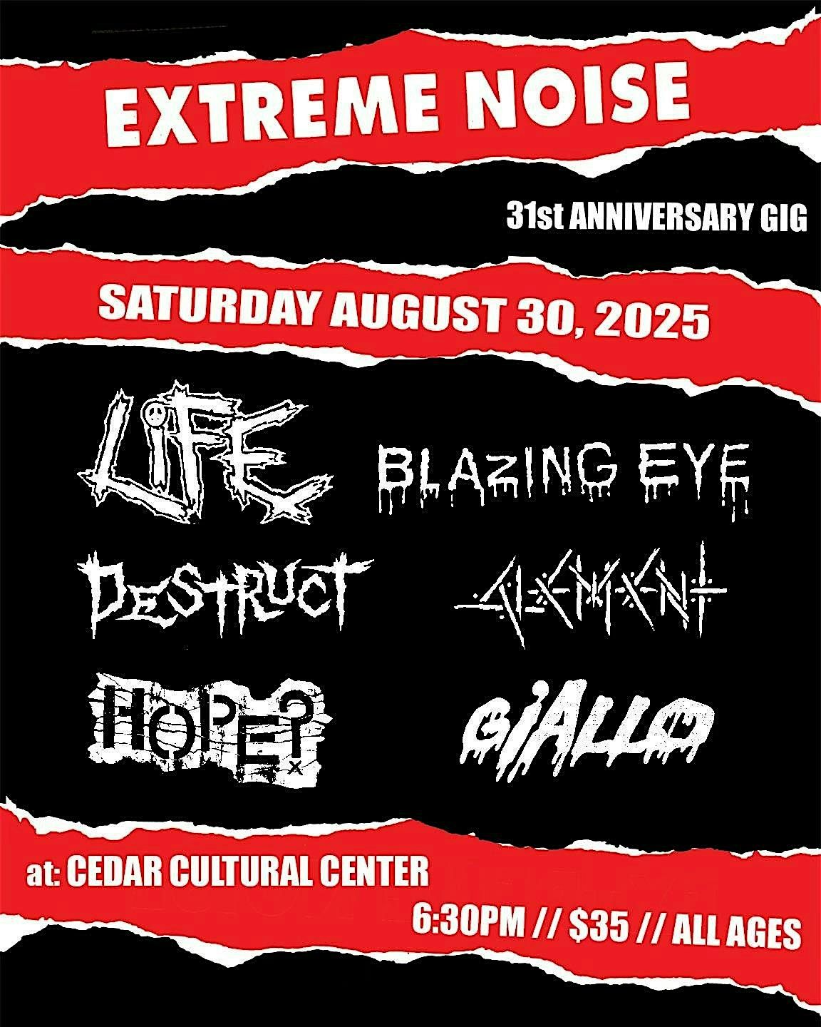 Extreme Noise Records Presents: LiFE with BLAZING EYE and more!