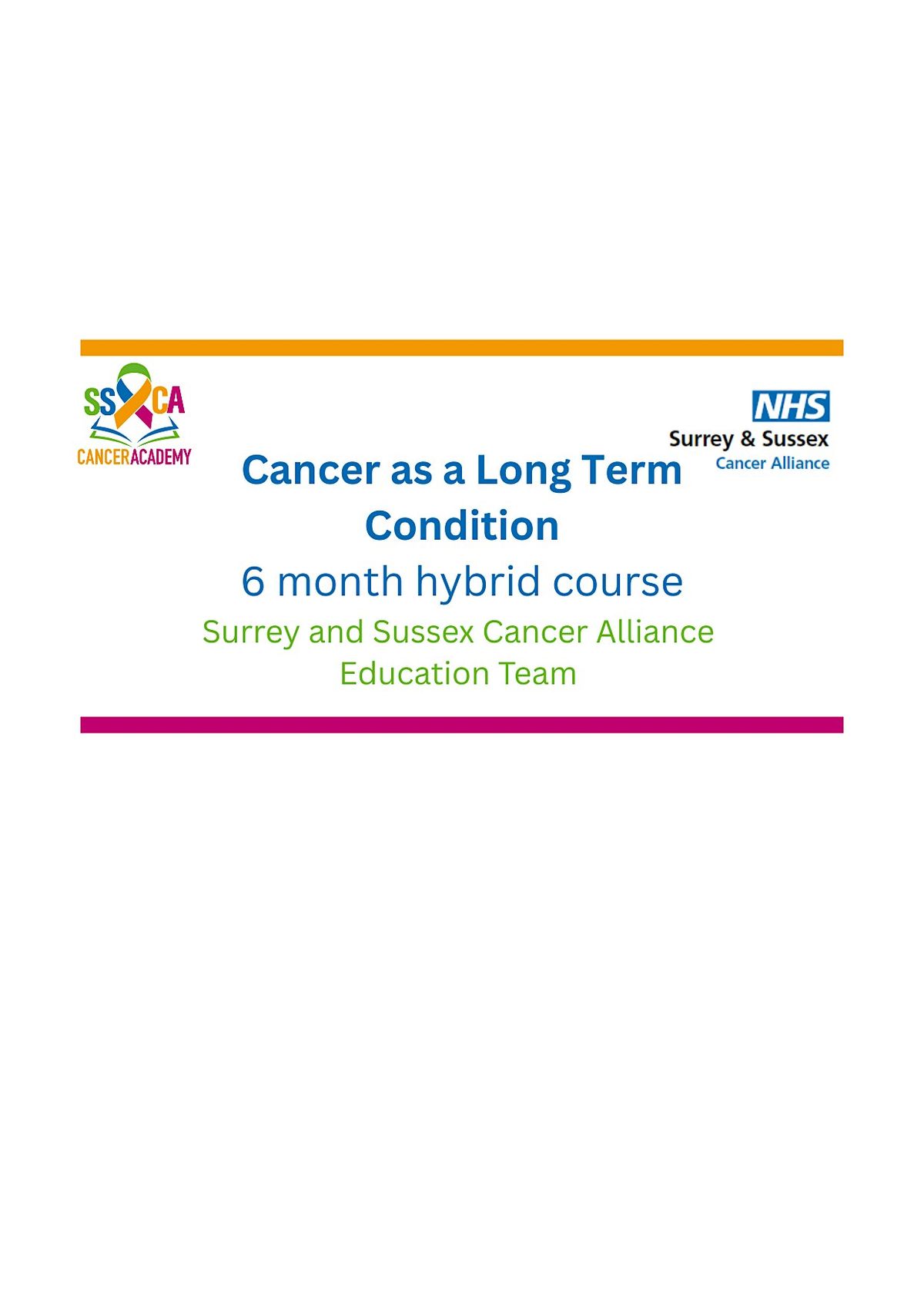 Cancer as a Long-Term Condition