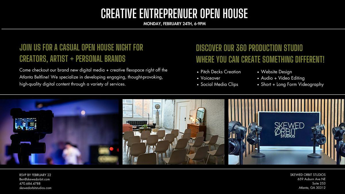 CREATIVE ENTREPRENEURS: Industry Night at Skewed Orbit Studios