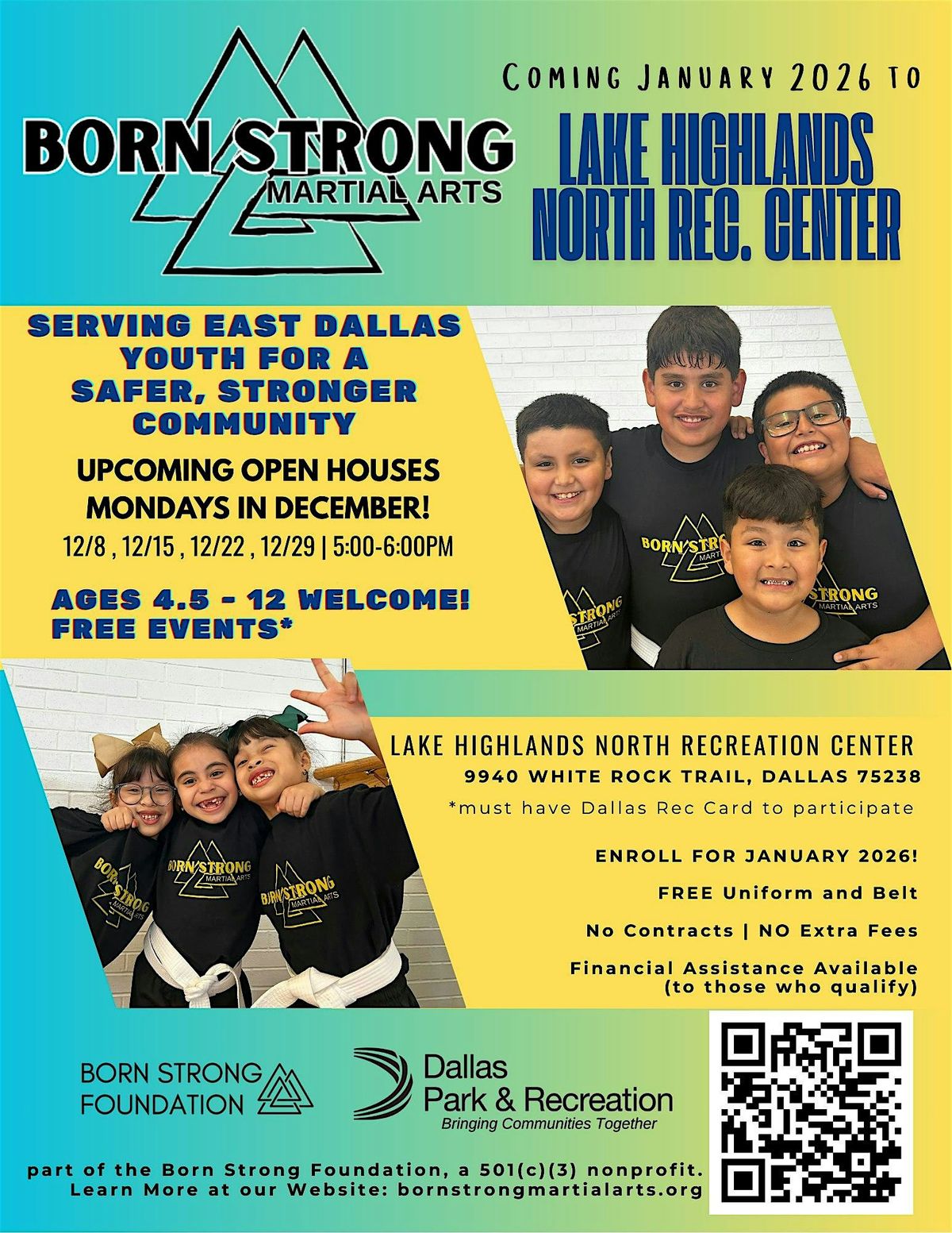 Open House + Martial Arts Lesson at Lake Highlands North Rec. Center!