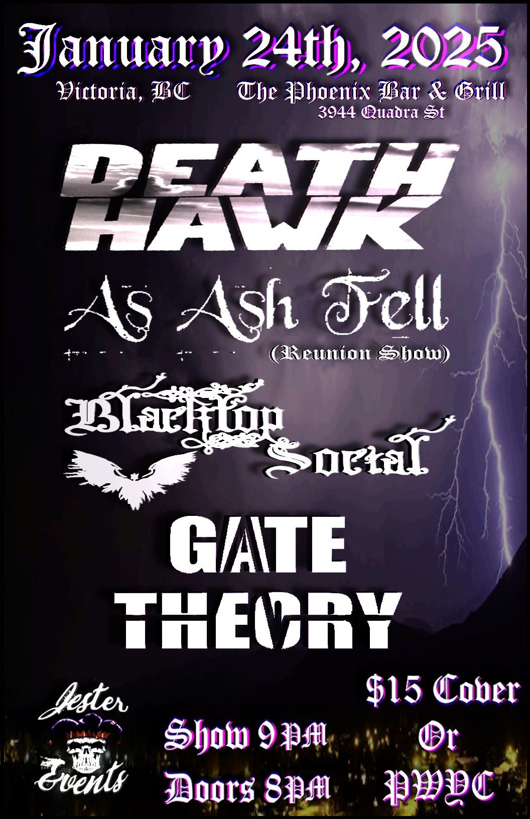 The return of As Ash Fell with Death Hawk, Blacktop Social, and Gate Theory