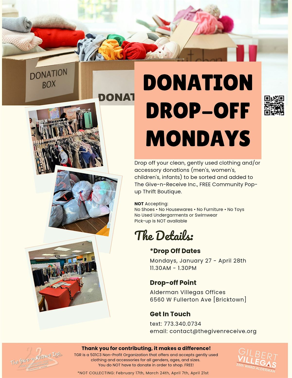 Monday Donation Drop-Off [Clothing & Accessories... no shoes]