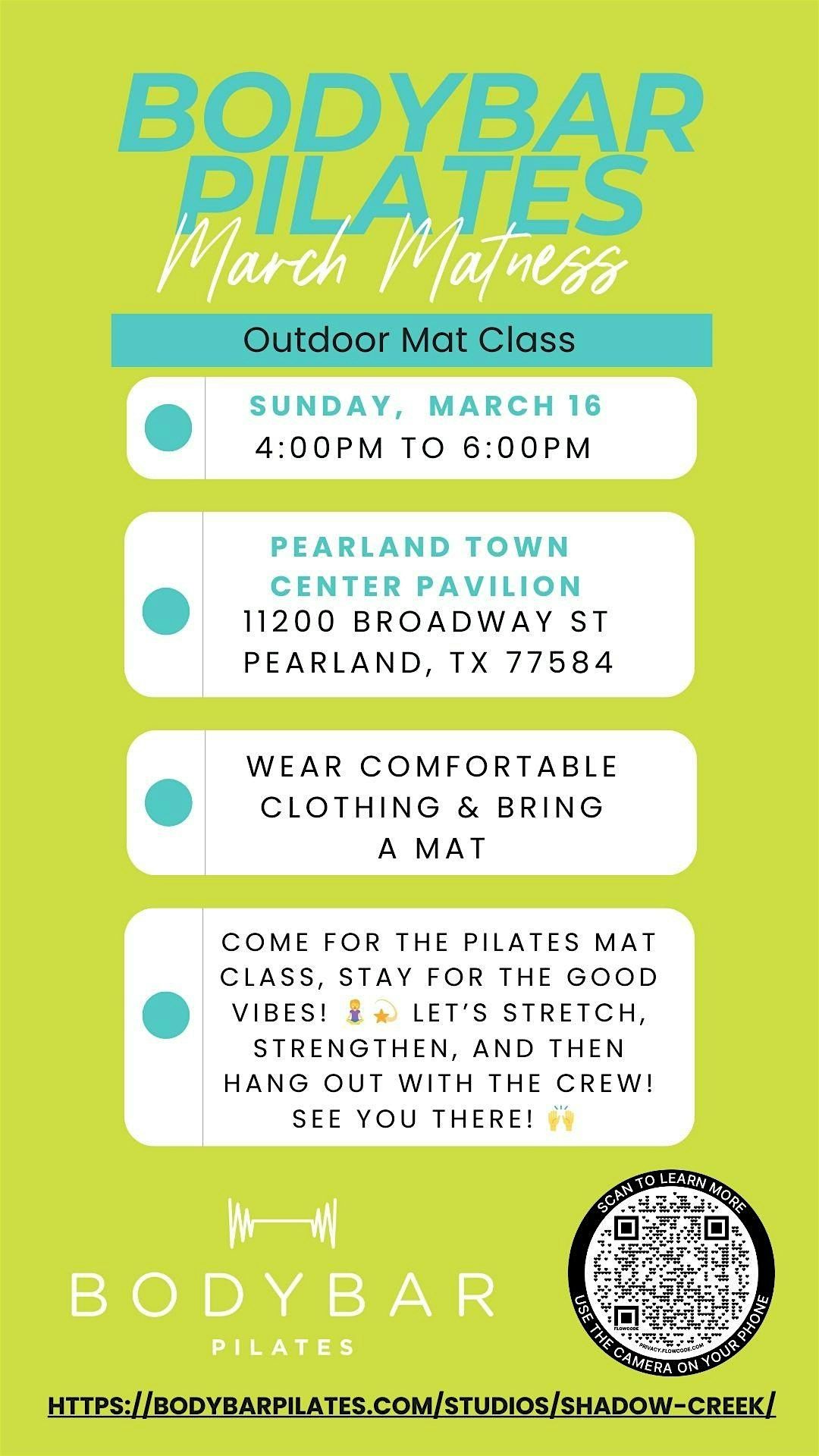 MARCH MATNESS BODYBAR PILATES MAT CLASS