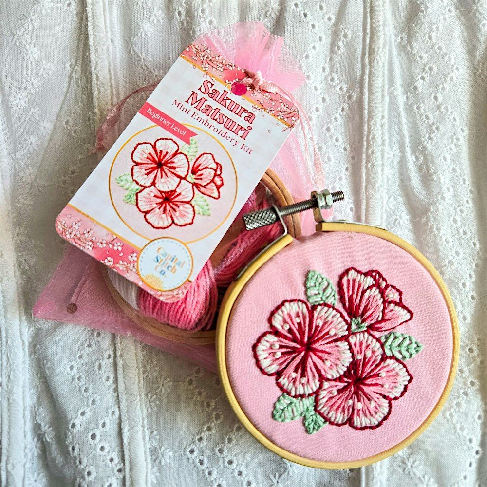 Embroidery 101:  Sakura Matsuri Cherry Blossom Mini Embroidery