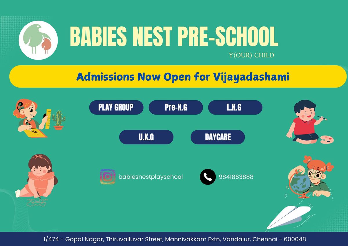 Admission Open for Vijayadashami - Babies Nest Pre-School - Mannivakkam