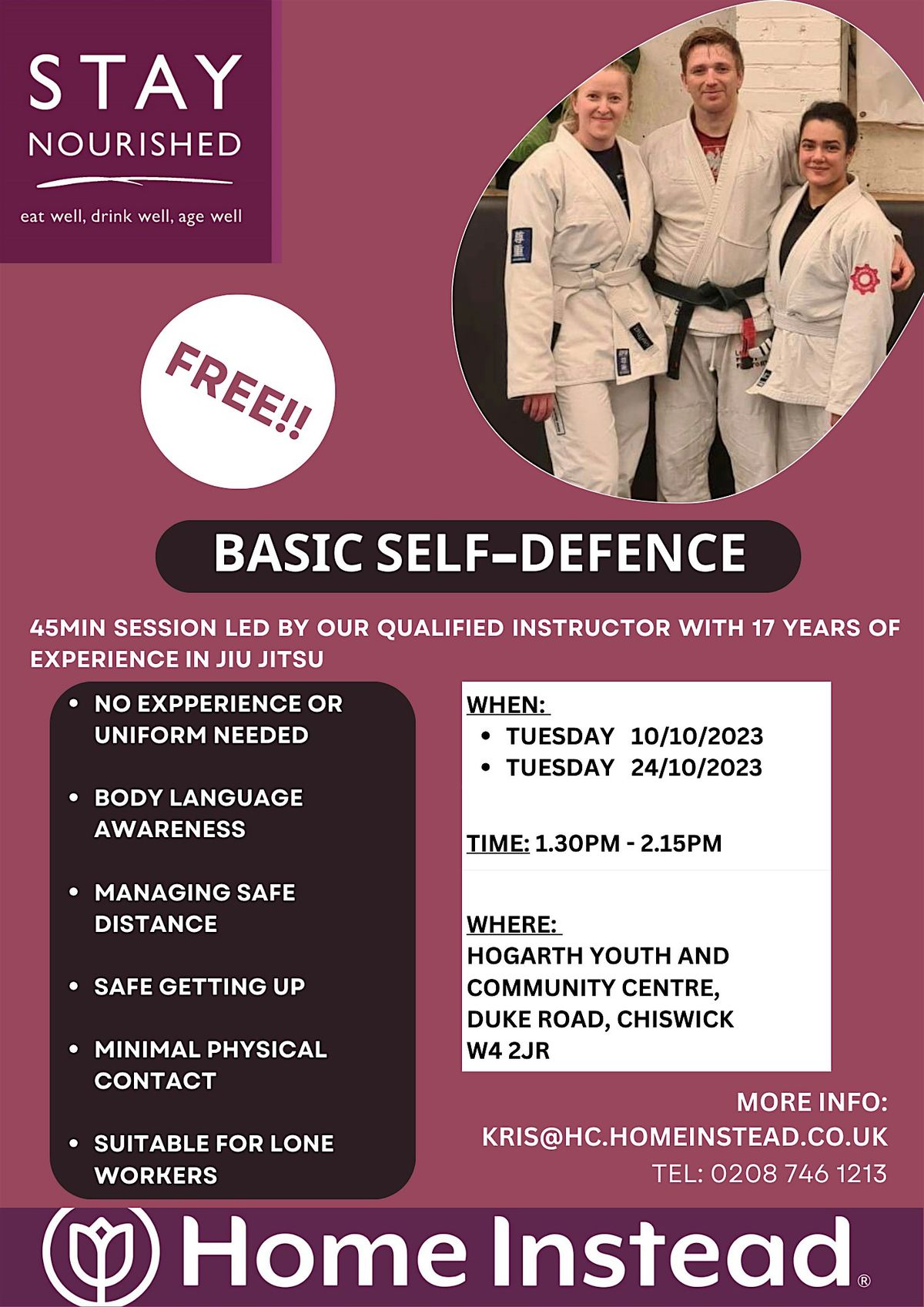 FREE COMMUNITY SELF-DEFENCE CLASS IN CHISWICK W4 2JR