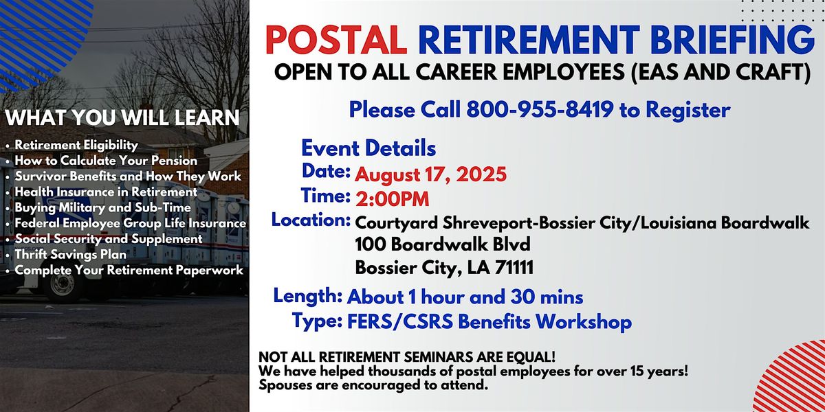 FERS Benefits Seminar Bossier City - 08\/17\/25