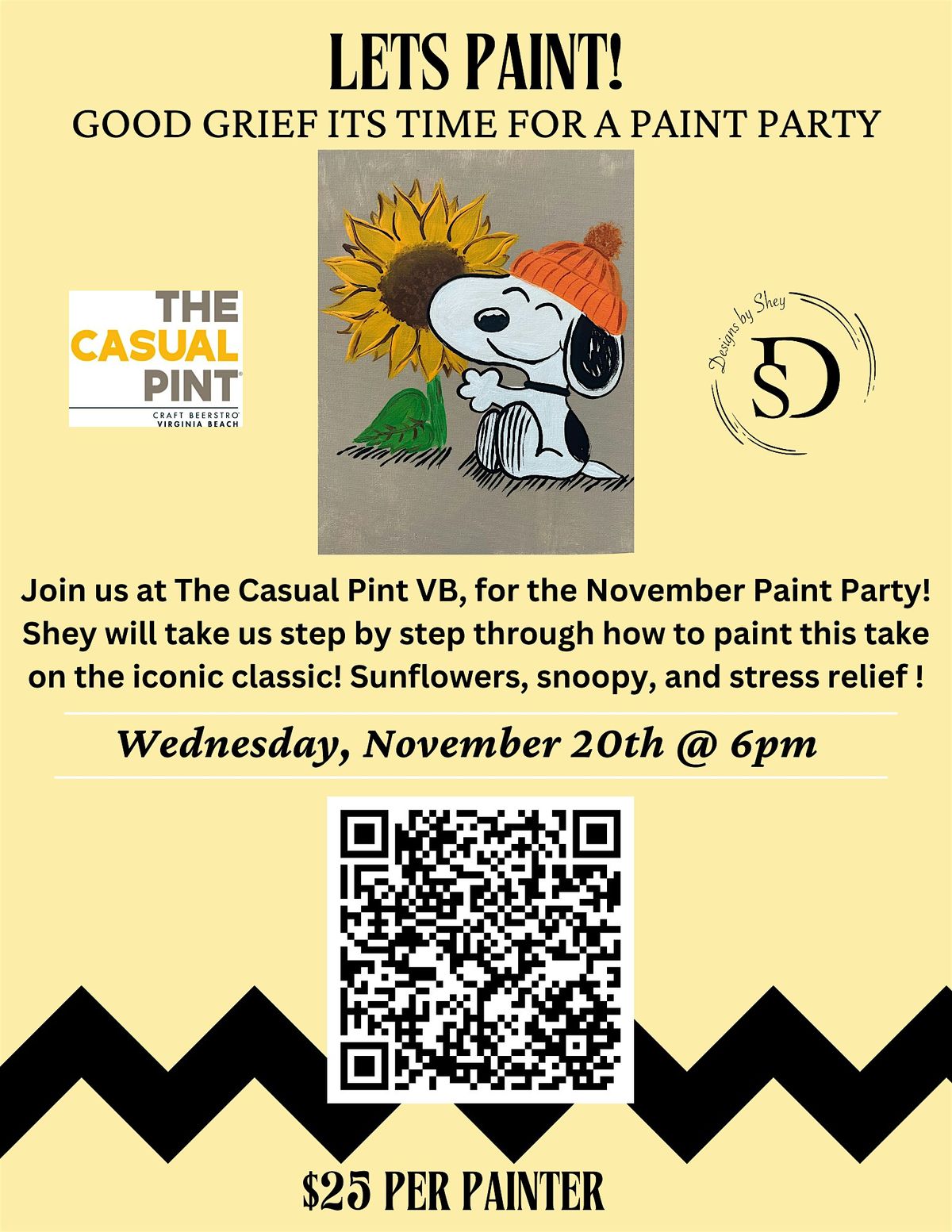 Snoopy Paint Night at The Casual Pint VB