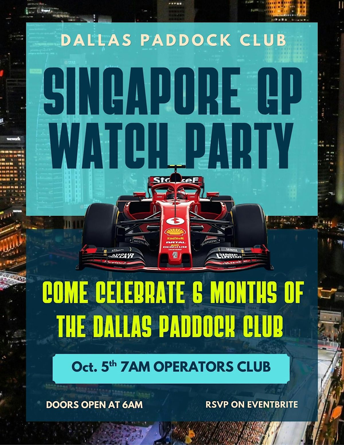 SINGAPORE GP WATCH PARTY | CELEBRATE 6 MONTHS OF THE DALLAS PADDOCK CLUB