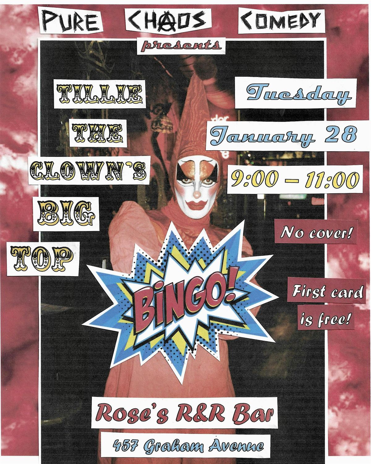 Tillie the Clown's Big Top Bingo at Rose's R&R Bar