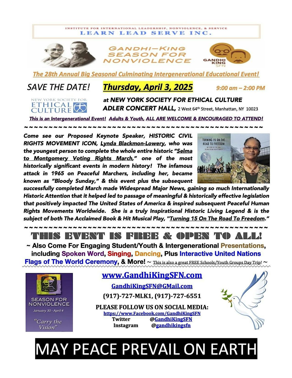 The 28th Annual "Gandhi-King Season For Nonviolence" Educational Event!