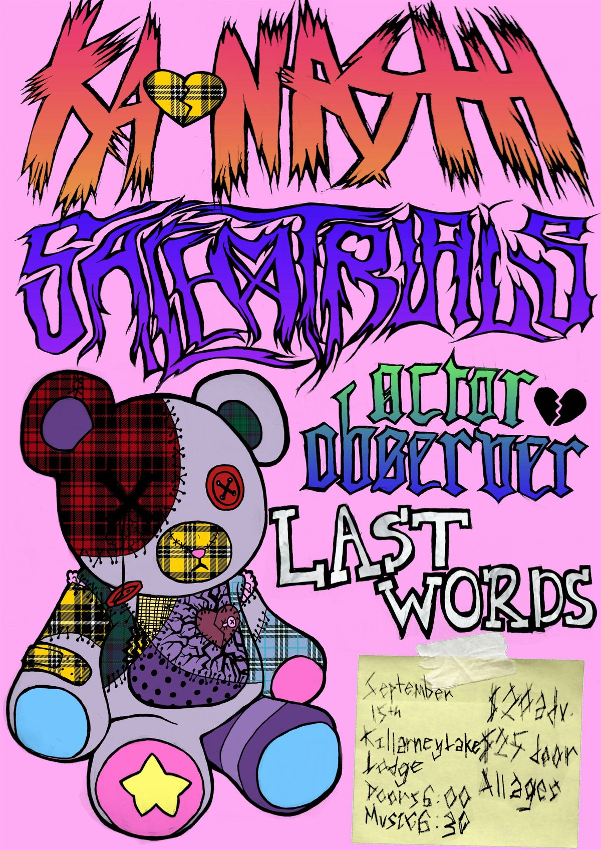 Kaonashi, Salem Trials, Actor\/Observer + more @Killarney Lodge (all ages)