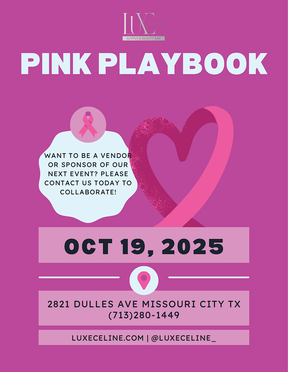 Pink playbook breast cancer pop up