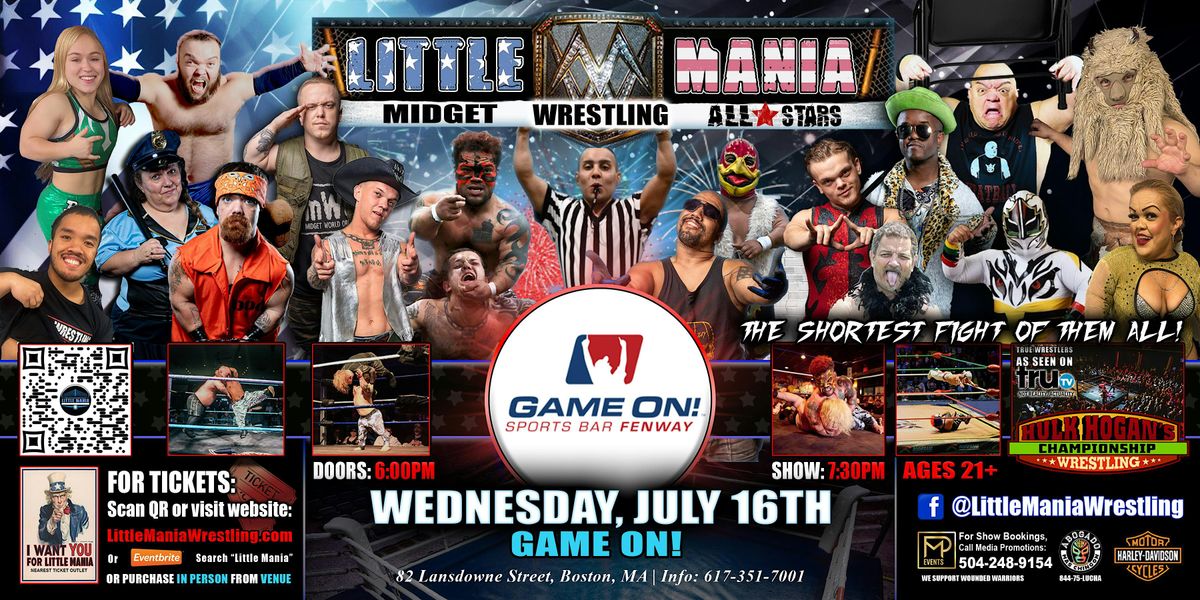 Boston, MA - Little Mania Midget Wrestling @ Game On!