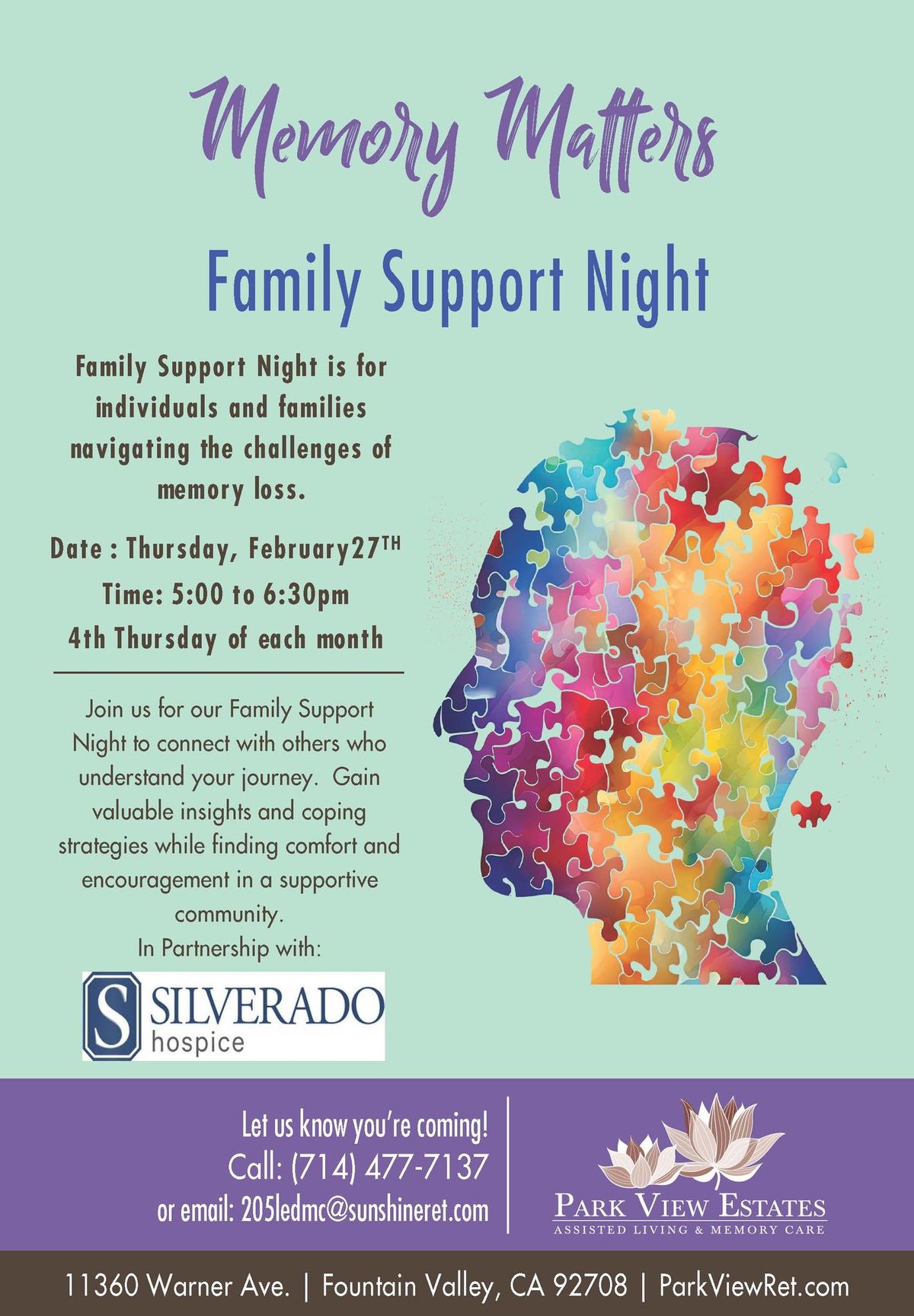 Memory Matters: Family Support Night \ud83e\udde9