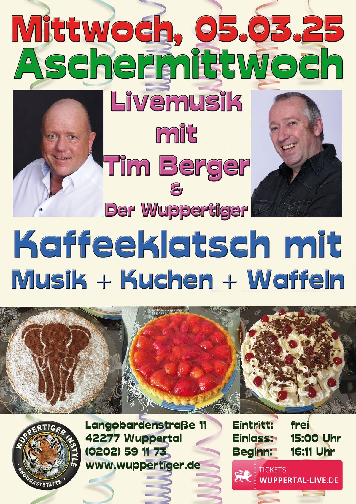 Aschermittwoch Kaffeeklatsch mit Tim Berger und Der Wuppertiger