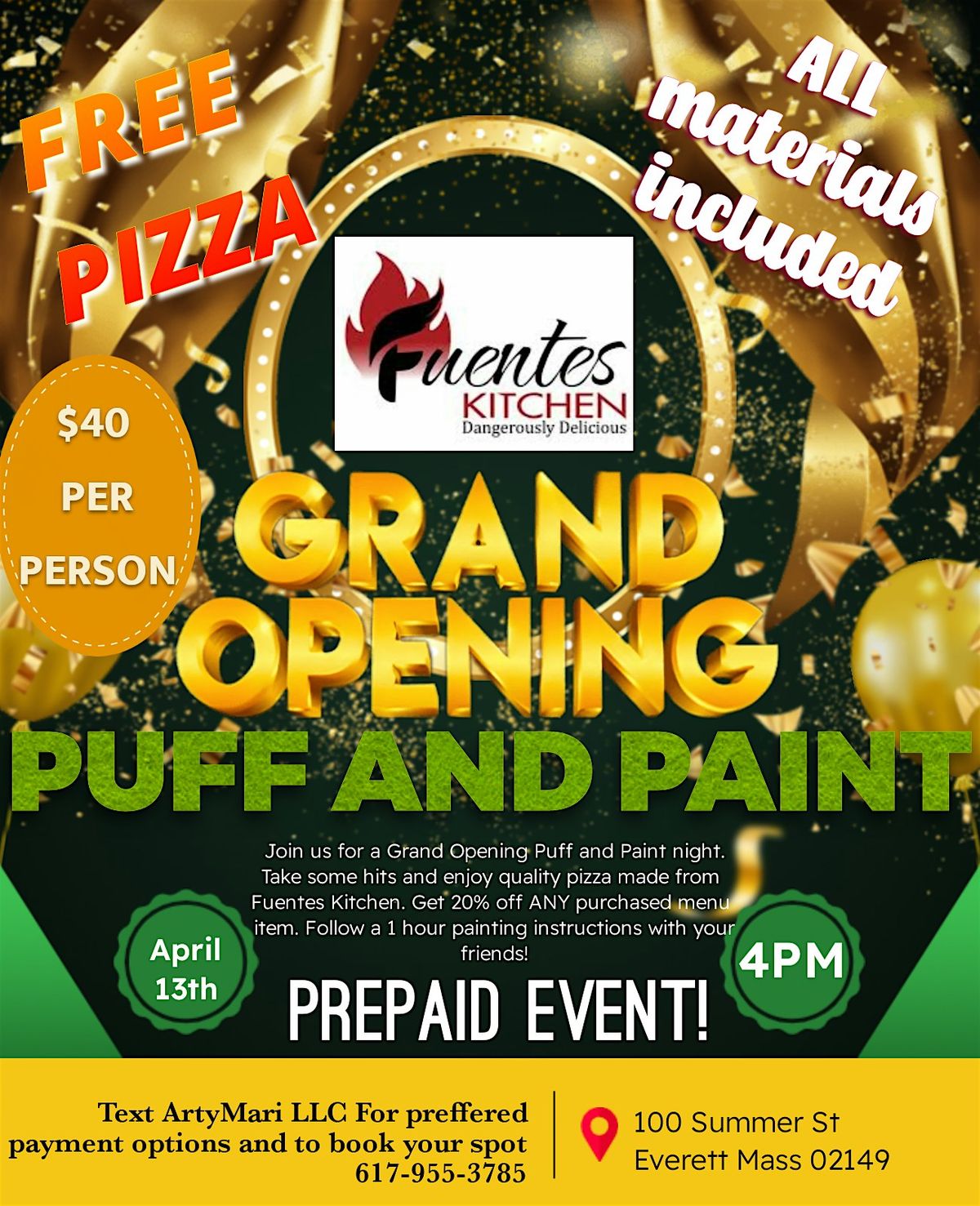 Fuentes Kitchen Grand Opening Puff and Paint Party